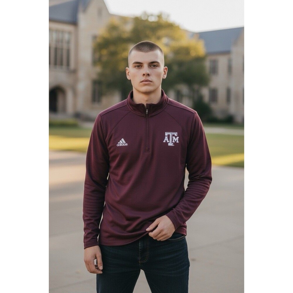Adidas Texas A&M Angie’s Ultimate Tee Unisex Quater Pullover Maroon Size L